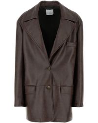 LE SULLY STUDIO - Brown Synthetic Leather Blazer - Lyst