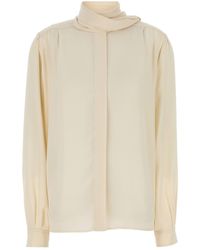 Prada - Camicia in seta avorio - Lyst