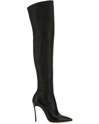 Casadei Nappa Leather Blade Boots - Black