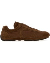 Prada - Sneakers Montecarlo Re-Edition 2005 marroni in pelle scamosciata e Re-Nylon - Lyst