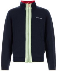 CASABLANCA - Navy Blue Wool Cardigan - Lyst