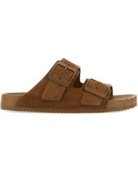 Balenciaga - Camel Suede Sunday Slippers - Lyst