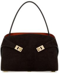 Ferragamo - Dark Brown Suede Medium Hug Soft Shoulder Bag - Lyst