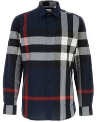 Burberry - Camicia blu con bottoni - Lyst