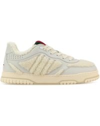 Gucci - Sneakers Re-Web bianche in pelle e teddy - Lyst