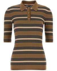 Prada - Polo in misto cotone stretch ricamato - Lyst