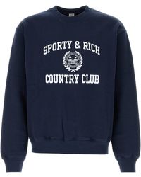 Sporty & Rich - Navy Blue Cotton Sweatshirt - Lyst