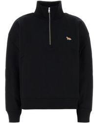 Maison Kitsuné - Black Cotton Sweatshirt - Lyst