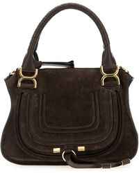 Chloé - Borsa a mano Marcie piccola in pelle scamosciata testa di moro - Lyst