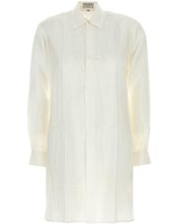 THE ROSE IBIZA - White Teal Green Silk Reynal Shirt Dress - Lyst