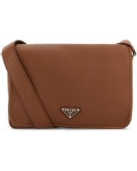Prada - Borsa a tracolla in pelle caramello - Lyst