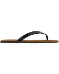 The Row - Black Leather Beach Thong Slippers - Lyst