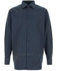 Prada - Camicia in popeline blu navy - Lyst