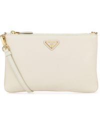 Prada - Borsa a tracolla in pelle bianca - Lyst
