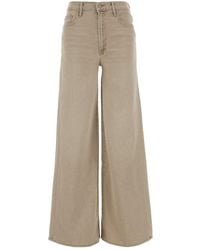 Mother - Beige Stretch Denim Wide-leg Jeans - Lyst