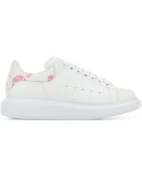 McQueen - White Leather Sneakers With Printed Leather Heel - Lyst