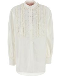 Valentino Garavani - White Cotton Blend Blouse - Lyst