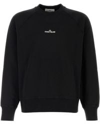 Stone Island - Black Cotton Sweatshirt - Lyst