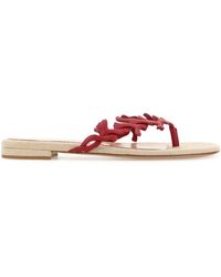 Gianvito Rossi - Red Leather Thong Slippers - Lyst