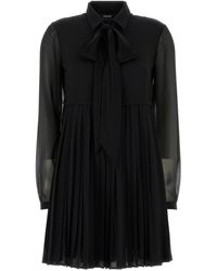 Versace - Black Crepe Mini Dress - Lyst