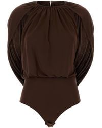 Des Phemmes - Chocolate Stretch Jersey Bodysuit - Lyst