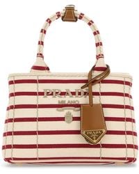 Prada - Borsa a mano mini in tela ricamata - Lyst