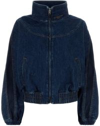 Givenchy - Blue Denim Bomber Jacket - Lyst