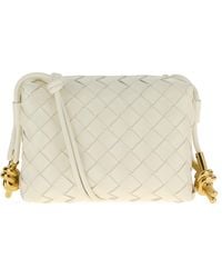 Bottega Veneta - Borsa a tracolla Mini Loop in pelle bianca - Lyst