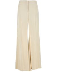 McQueen - Cream Satin Wide-Leg Pant - Lyst