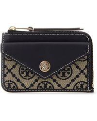 Tory Burch - Two-tone Canvas And Leather Card Holder - Lyst
