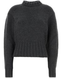 McQueen - Melange Dark Stretch Wool Blend Sweater - Lyst