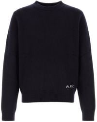 A.P.C. - Midnight Blue Wool Edmond Sweater - Lyst