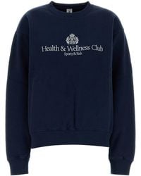 Sporty & Rich - Navy Blue Cotton Sweatshirt - Lyst