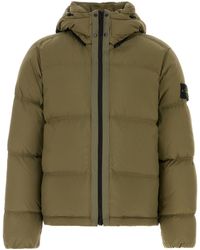 Stone Island - Army Green Nylon Down Jacket - Lyst