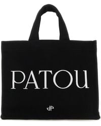 Patou - Borsa shopping Tote piccola in tela nera - Lyst
