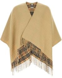 Burberry - Beige Wool Reversibile Cape - Lyst