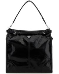 Prada - Borsa shopping Bonnie in pelle nera - Lyst
