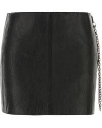Alexander Wang - Low-Rise Leather Mini Skirt - Lyst