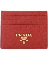 Prada Tiziano Red Leather Card Holder