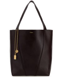 Chloé - Borsa shopping Spin in pelle melanzana - Lyst