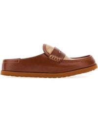 Birkenstock - Two-tone Raffia And Nappa Leather Naples Slippers - Lyst