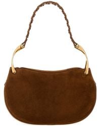 McQueen - Brown Suede Wishbone Shoulder Bag - Lyst