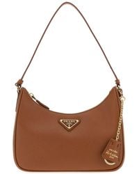 Prada - Borsa a spalla Re-Edition 2005 in pelle caramello - Lyst
