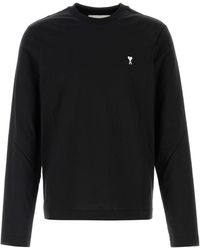 Ami Paris - Black Cotton T-shirt - Lyst
