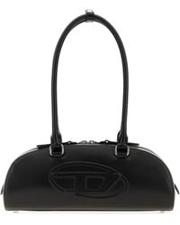 DIESEL - Borsa a spalla 1DR Dome in pelle nera - Lyst