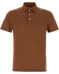 Fedeli - Brown Stretch Cotton Polo Shirt - Lyst