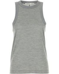 Carven - Grey Silk Tank Top - Lyst