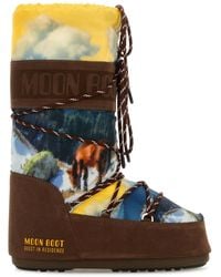 Moon Boot - Printed Canvas And Suede X Guest In Residence Icon Boots - Lyst