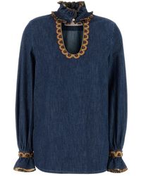 Valentino Garavani - Chambray Denim Blouse - Lyst