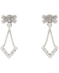 Alessandra Rich - Crystal Earrings With Bow And Pendant - Lyst
